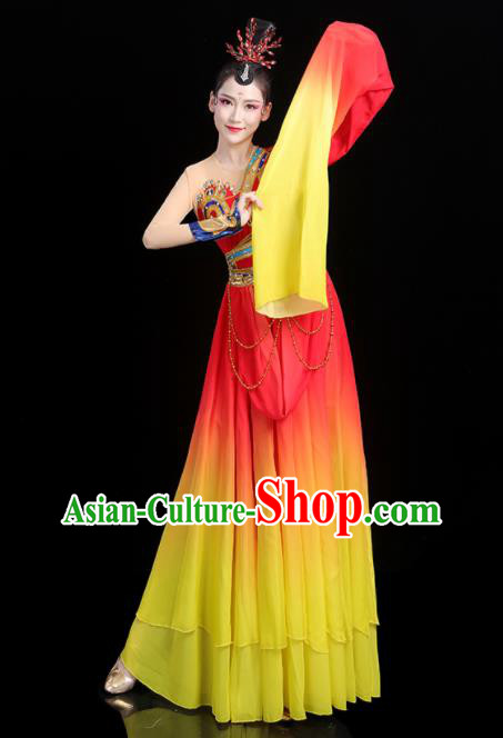 China Jinghong Dance Outfits Woman Performance Clothing Classical Dance Garment Costumes Umbrella Dance Red Dress