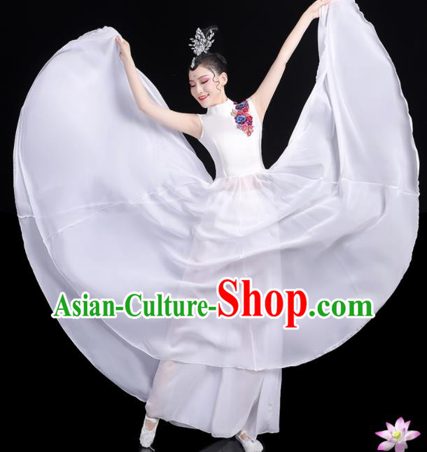 Professional China Chorus Performance Garments Modern Dance Clothing Opening Dance White Dress Women Group Dance Costume