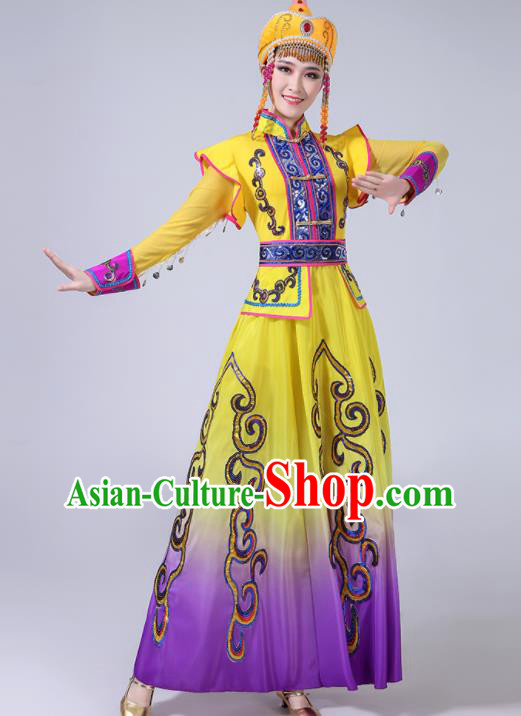 Chinese Ethnic Festival Performance Costumes Mongol Nationality Female Dance Dress Outfits Mongolian Minority Folk Dance Clothing