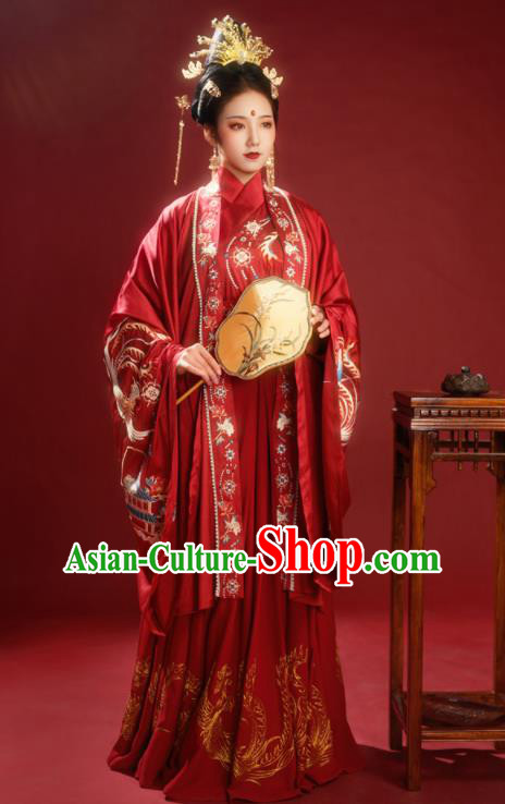 China Traditional Wedding Red Hanfu Dress Ming Dynasty Court Woman Historical Clothing Ancient Empress Garment Costumes Full Set