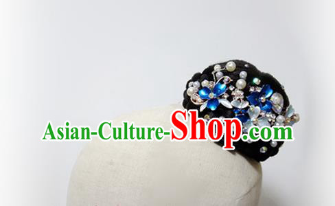 Chinese Women Group Performance Headdress Beauty Dance Hairpieces Traditional Jasmine Flower Dance Wigs Chignon Classical Dance Hair Accessories
