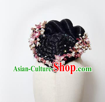 Chinese Classical Dance Hair Accessories Women Butterfly Dance Headdress Stage Performance Hairpieces Traditional Umbrella Dance Wigs Chignon
