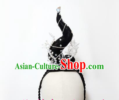 Chinese Traditional Umbrella Dance Wigs Chignon Classical Dance Hair Accessories Women Dance Headdress Goddess Performance Hairpieces