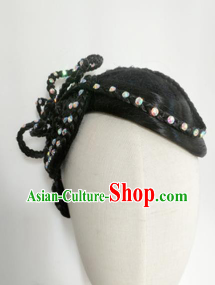 Chinese Classical Dance Hair Accessories Beauty Dance Headdress Stage Performance Hairpieces Traditional Fan Dance Wigs Chignon