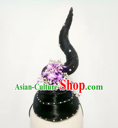 Chinese Traditional Jasmine Flower Dance Wigs Chignon Classical Dance Hair Accessories Beauty Dance Headdress Stage Performance Hairpieces