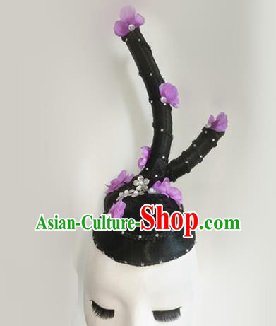 Chinese Fairy Dance Headdress Stage Performance Hairpieces Traditional Fan Dance Wigs Chignon Classical Dance Hair Accessories