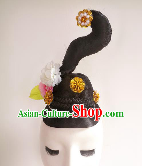Chinese Traditional Hanfu Dance Wigs Chignon Classical Dance Hair Accessories Fairy Dance Headdress Stage Performance Hairpieces