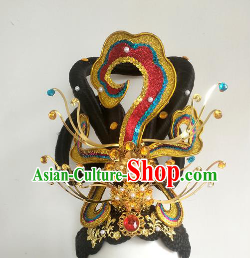 Chinese Fairy Dance Hairpieces Traditional Stage Performance Wigs Chignon Classical Dance Hair Accessories Flying Apsaras Dance Headdress