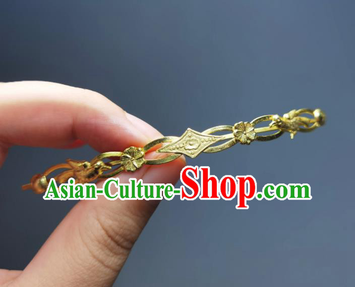 Chinese Traditional Hair Accessories Handmade Qing Dynasty Queen Golden Hair Stick Ancient Empress Hairpin