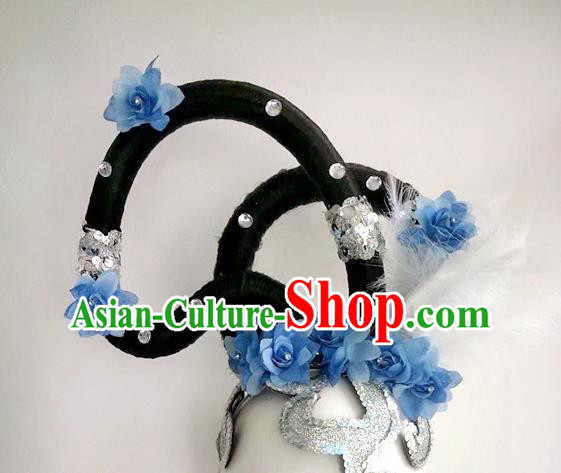 Chinese Woman Group Dance Headdress Beauty Dance Hairpieces Traditional Flying Apsaras Wigs Chignon Classical Dance Hair Accessories