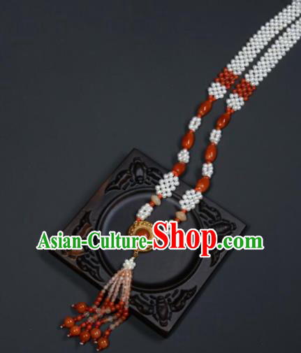 China Ancient Palace Lady Necklace Accessories Qing Dynasty Empress Necklet Handmade Pearls Jewelry