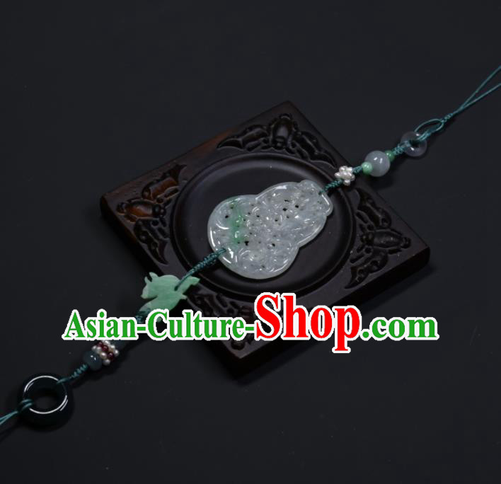 China Traditional Hanfu Waist Accessories Handmade Jade Carving Gourd Sachet Ancient Swordsman Tassel Belt Pendant