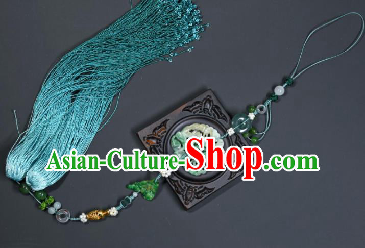 China Ancient Swordsman Tassel Belt Pendant Traditional Hanfu Waist Accessories Handmade Jade Carving Lotus Sachet Jewelry