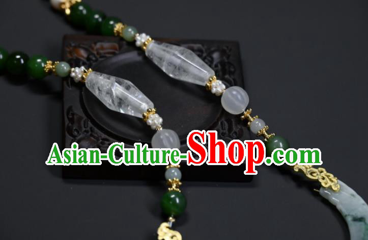 China Ancient Princess Necklace Accessories Qing Dynasty Empress Necklet Handmade Jade Carving Jewelry