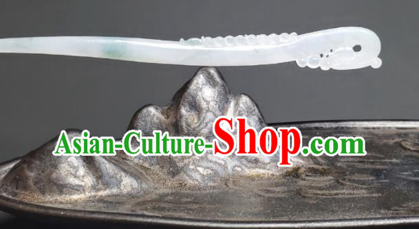 Chinese Traditional Qipao Dress Hair Accessories Handmade Jade Carving Phoenix Hair Stick Ancient Empress Hairpin
