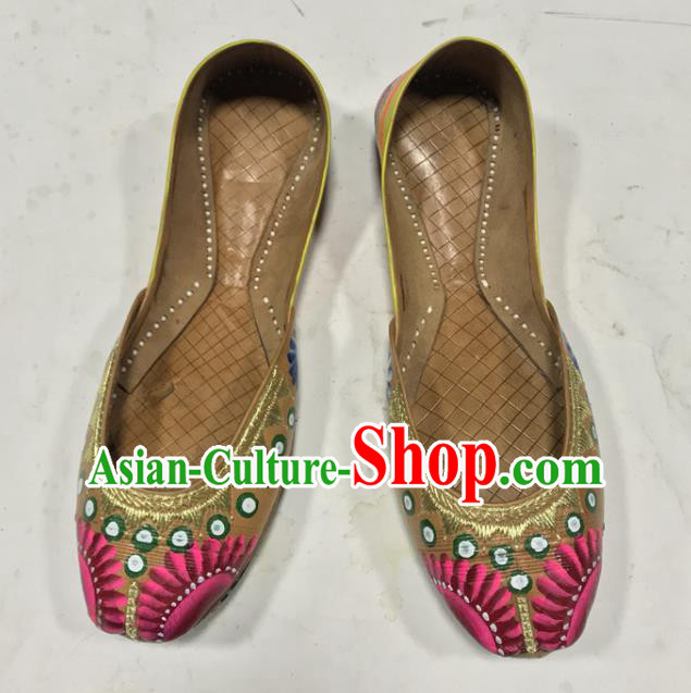 Handmade India Folk Dance Shoes Asian Female Painting Shoes Indian Dance Leather Shoes Wedding Bride Shoes