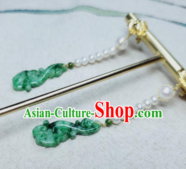 Handmade Chinese Cheongsam Ear Accessories National Jadeite Earrings Traditional Ear Jewelry Pearls Eardrop