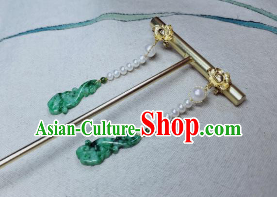 Handmade Chinese Cheongsam Ear Accessories National Jadeite Earrings Traditional Ear Jewelry Pearls Eardrop