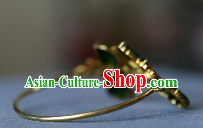China Handmade Jade Butterfly Bangle Jewelry Qing Dynasty Silver Bracelet Traditional Wristlet Accessories