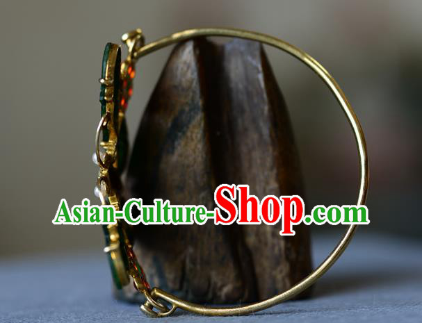 China Handmade Jade Butterfly Bangle Jewelry Qing Dynasty Silver Bracelet Traditional Wristlet Accessories