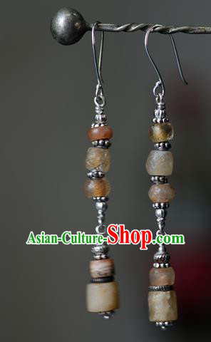 Handmade Chinese Crystal Ear Accessories National Silver Earrings Traditional Eardrop Cheongsam Ear Jewelry