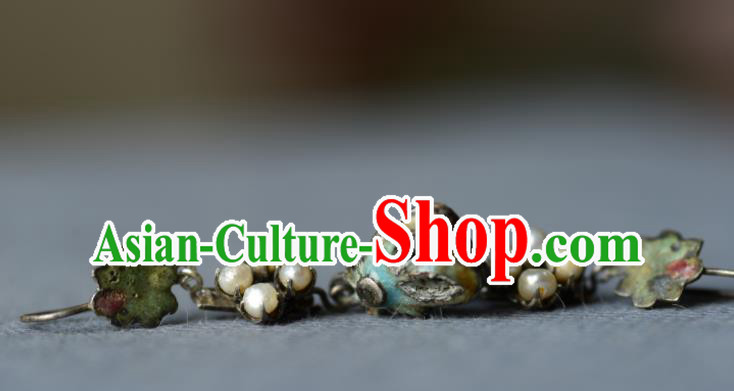 Handmade Chinese Cheongsam Ear Jewelry Silver Ear Accessories National Earrings Traditional Pearls Eardrop