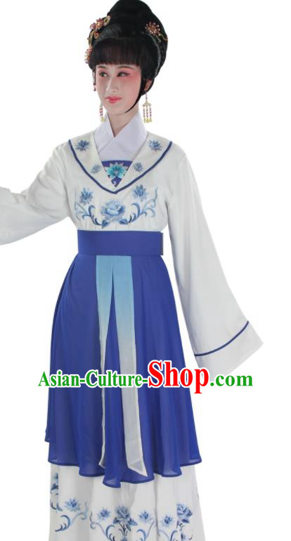 Chinese Ancient Country Woman Garment Costumes Traditional Guangdong Opera Actress Clothing Beijing Opera Diva White Dress Outfits
