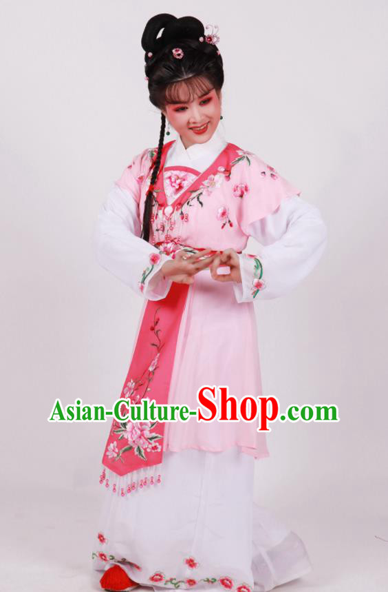 Chinese Ancient Maid Lady Garment Costumes Traditional Huangmei Opera Servant Girl Clothing Beijing Opera Xiaodan Pink Dress Outfits