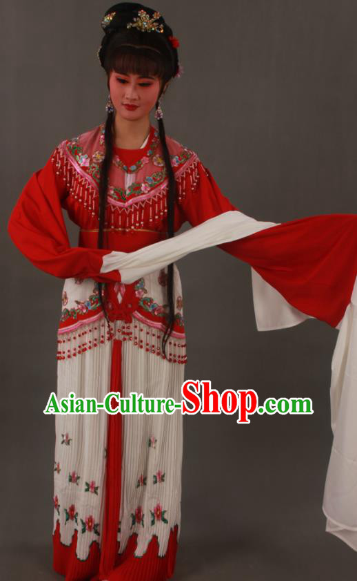 Chinese Beijing Opera Hua Tan Garment Costumes Ancient Fairy Princess Red Dress Outfits Traditional Shaoxing Opera Actress Clothing