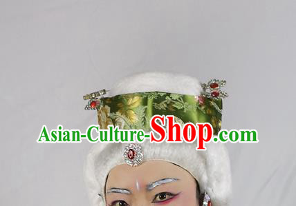 Chinese Peking Opera Pantaloon Headdress Ancient Dowager Countess White Wigs Beijing Opera Elderly Dame Hairpieces