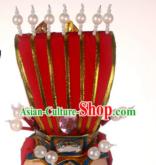 Chinese Ancient Scholar Headdress Beijing Opera Xiaosheng Hat Peking Opera Bridegroom Red Hairdo Crown