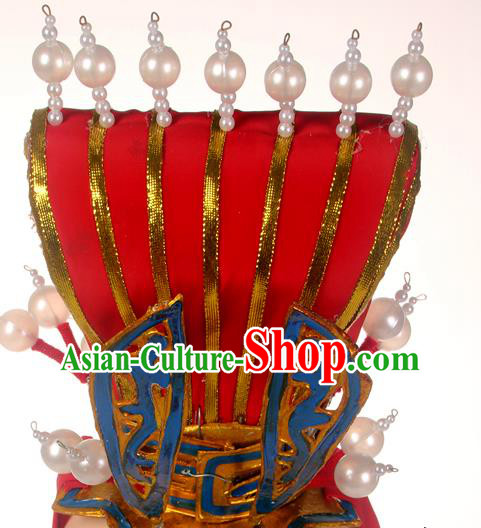 Chinese Ancient Scholar Headdress Beijing Opera Xiaosheng Hat Peking Opera Bridegroom Red Hairdo Crown