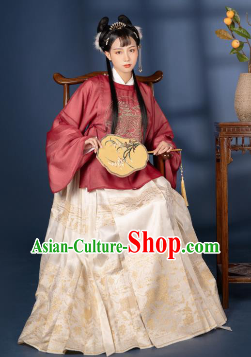 China Ancient Garment Costumes Traditional Court Lady Hanfu Dress Ming Dynasty Nobility Woman Historical Clothing Complete Set