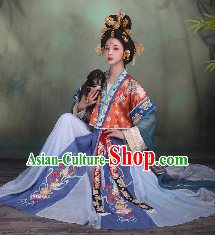 China Tang Dynasty Palace Princess Historical Clothing Ancient Goddess Garment Costumes Traditional Flying Apsaras Hanfu Dress