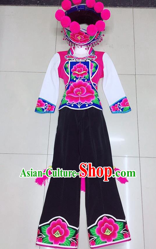Chinese Yi Nationality Dance Uniforms Ethnic Group Stage Performance Garment Costumes Yunnan Minority Female Informal Clothing