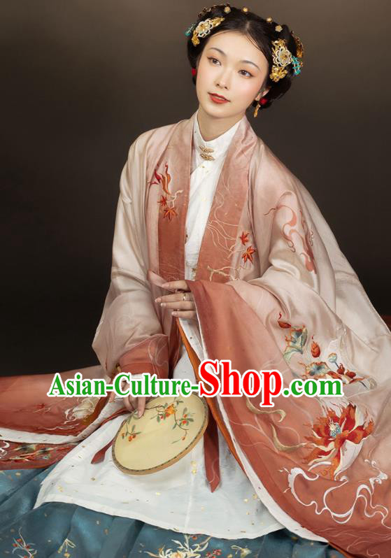 China Ming Dynasty Empress Historical Clothing Ancient Court Women Garment Costumes Traditional Embroidered Hanfu Dresses