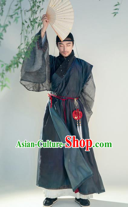China Ancient Male Garment Costumes Traditional Ming Dynasty Swordsman Historical Hanfu Clothing