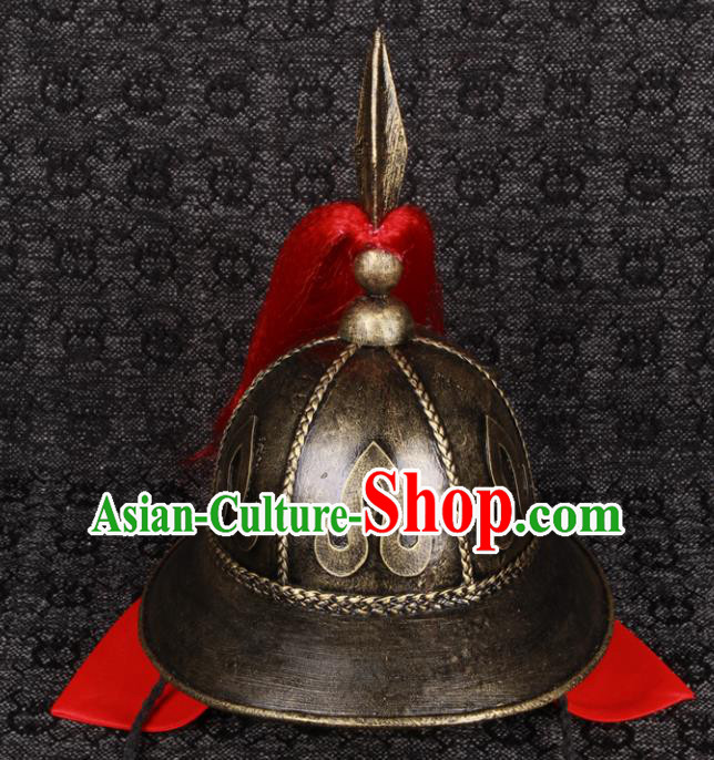 Chinese Ancient General Headdress Traditional Drama Military Officer Helmet Ming Dynasty Soldier Hat