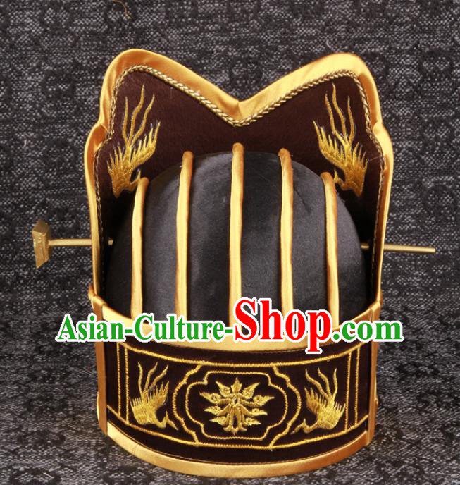 Chinese Ancient Civil Official Headdress Traditional Drama Fiesta Headwear Ming Dynasty Scholar Hat