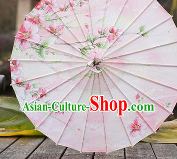 Chinese Handmade Silk Umbrella Traditional Hanfu Prop Painting Peach Blossom Umbrella Classical Dance Umbrellas