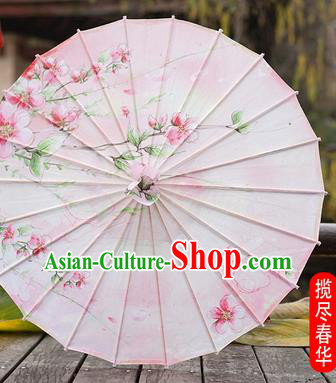 Chinese Handmade Silk Umbrella Traditional Hanfu Prop Painting Peach Blossom Umbrella Classical Dance Umbrellas