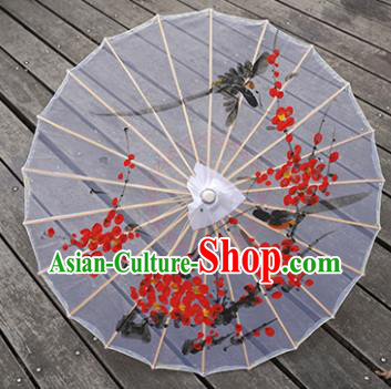 Chinese Hand Painting Plum Blossom Umbrella Classical Umbrellas Silk Umbrella Traditional Hanfu Bumbershoot Dance Prop