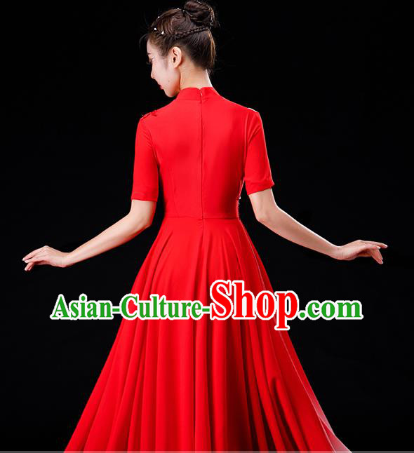 Professional Chorus Performance Costume Modern Dance Red Dress Women Group Dance Fashion