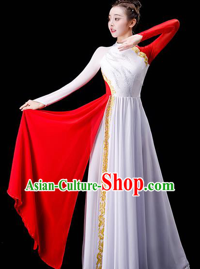 Professional Women Group Dance Fashion Chorus Performance Costume Modern Dance White Dress Opening Dance Garment