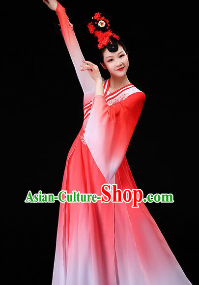 China Stage Performance Fashion Classical Dance Red Dress Beauty Dance Garment Costumes Umbrella Dance Clothing