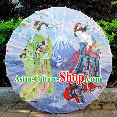Japanese Printing Mount Fuji Silk Umbrella Classical Festival Umbrellas Beautiful Women Umbrella Traditional Geisha Performance Umbrella
