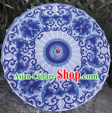 Chinese Classical Wedding Umbrella Traditional Dance Performance Umbrella Handmade Navy Silk Umbrellas Women Group Dance Umbrella