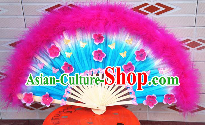 Chinese Folk Dance Silk Fan Yangko Dance Rosy Feather Fan Group Dance Fan Festival Peony Dance Fans