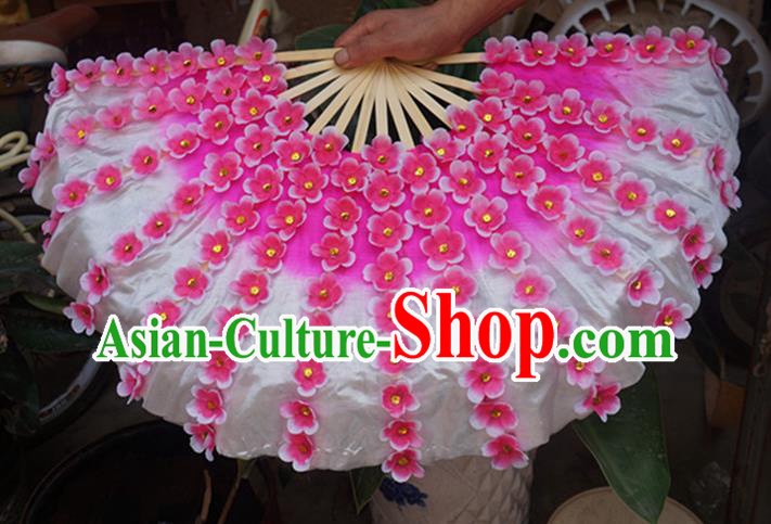 Chinese Folk Dance Folding Fan Yangko Dance Double Sides Fan Women Group Dance Prop Fan Spring Festival Gala Peach Blossom Dance Silk Fans