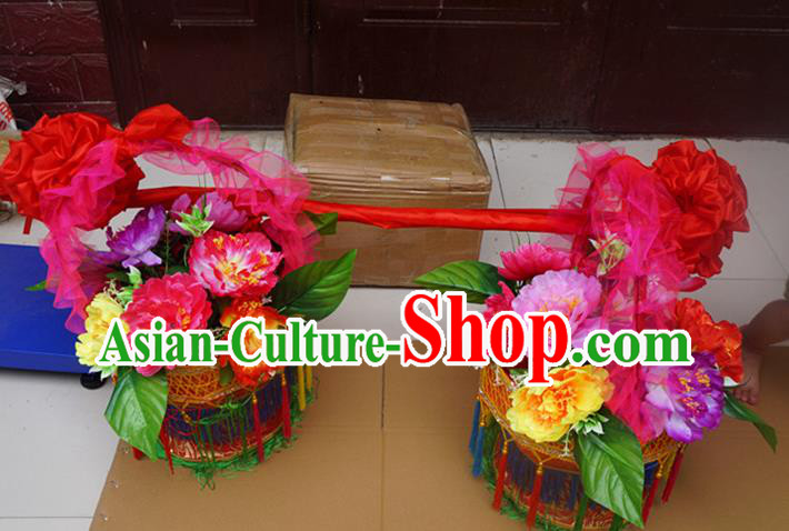 Chinese New Year Performance Props Folk Dance Accessories Yangko Dance Flowers Basket